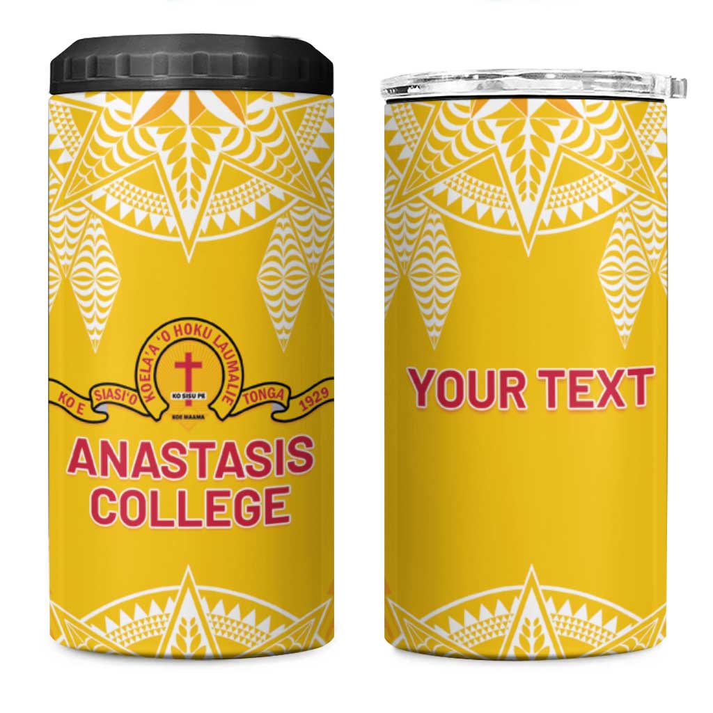 Personalised Anastasis College 4 in 1 Can Cooler Tumbler Tonga Ngatu Pattern - Polynesian Pride