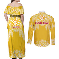 Personalised Anastasis College Couples Matching Off Shoulder Maxi Dress and Long Sleeve Button Shirt Tonga Ngatu Pattern LT05 - Polynesian Pride