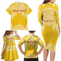 Personalised Anastasis College Family Matching Long Sleeve Bodycon Dress and Hawaiian Shirt Tonga Ngatu Pattern LT05 - Polynesian Pride
