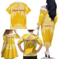 Personalised Anastasis College Family Matching Off The Shoulder Long Sleeve Dress and Hawaiian Shirt Tonga Ngatu Pattern LT05 - Polynesian Pride