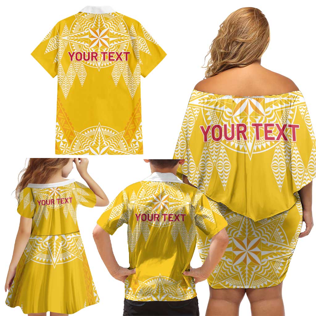 Personalised Anastasis College Family Matching Off Shoulder Short Dress and Hawaiian Shirt Tonga Ngatu Pattern LT05 - Polynesian Pride