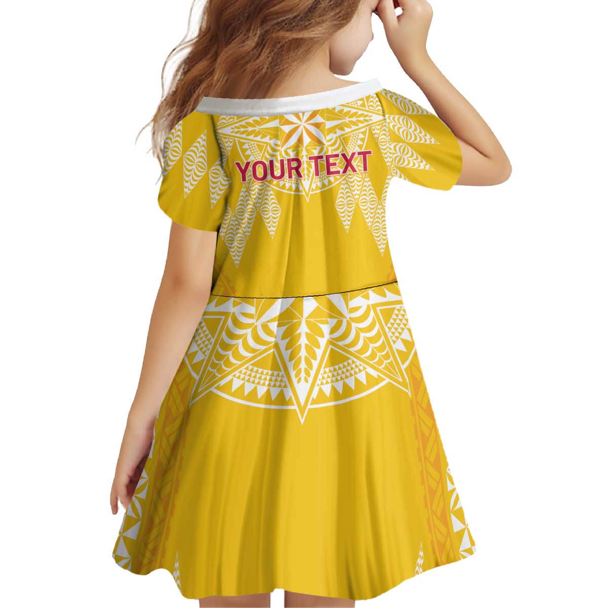 Personalised Anastasis College Kid Short Sleeve Dress Tonga Ngatu Pattern - Polynesian Pride