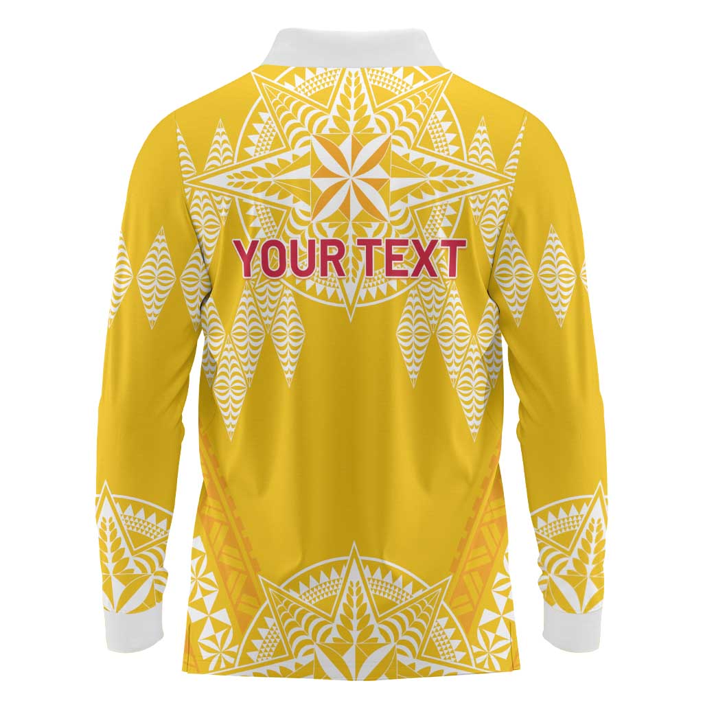 Personalised Anastasis College Long Sleeve Polo Shirt Tonga Ngatu Pattern LT05 - Polynesian Pride
