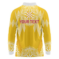 Personalised Anastasis College Long Sleeve Polo Shirt Tonga Ngatu Pattern LT05 - Polynesian Pride