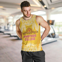 Personalised Anastasis College Men Tank Top Tonga Ngatu Pattern LT05 Yellow - Polynesian Pride