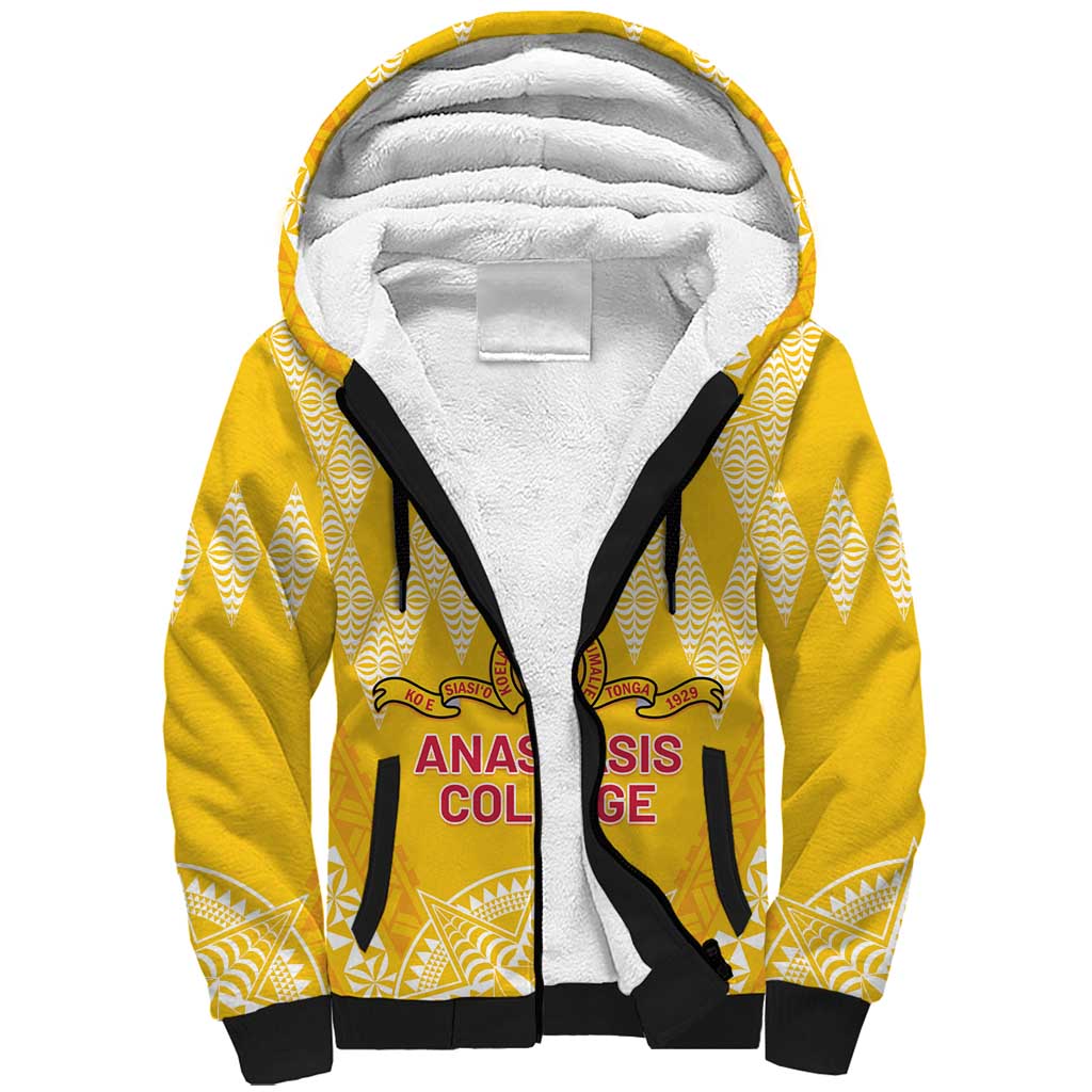 Personalised Anastasis College Sherpa Hoodie Tonga Ngatu Pattern - Polynesian Pride