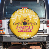 Anastasis College Spare Tire Cover Tonga Ngatu Pattern LT05 Yellow - Polynesian Pride