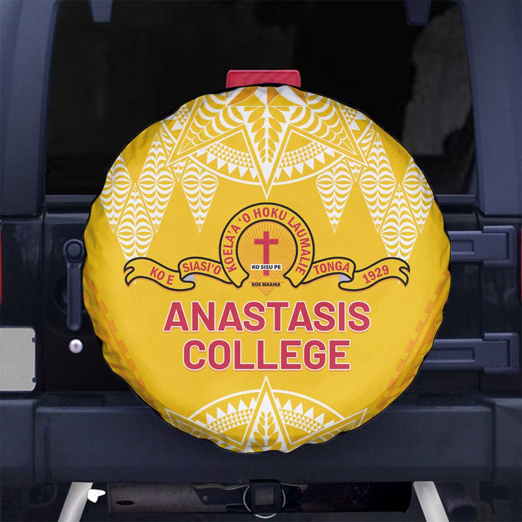 Anastasis College Spare Tire Cover Tonga Ngatu Pattern LT05 No hole Yellow - Polynesian Pride