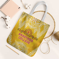 Anastasis College Tote Bag Tonga Ngatu Pattern LT05 White Strap One Size Yellow - Polynesian Pride