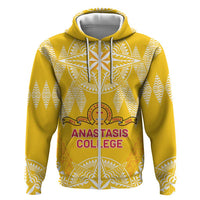 Personalised Anastasis College Zip Hoodie Tonga Ngatu Pattern LT05 Zip Hoodie Yellow - Polynesian Pride
