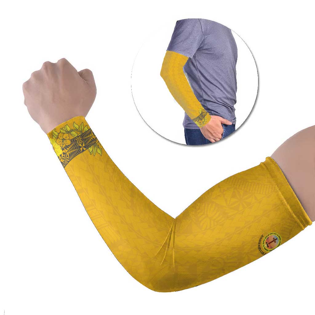 Tonga Anastasis College Arm Sleeves Tongan Ngatu Kupesi Pattern - Polynesian Pride