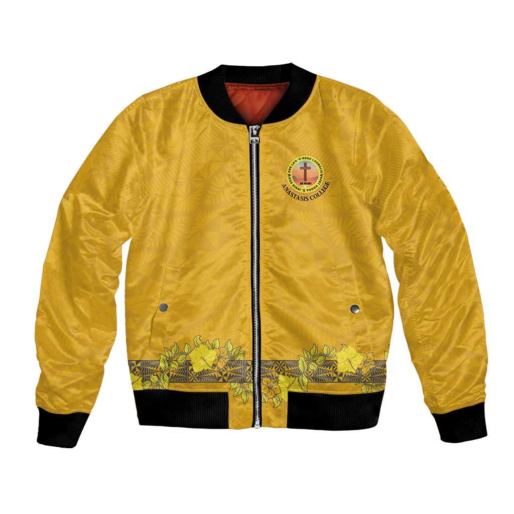 Tonga Anastasis College Bomber Jacket Tongan Ngatu Kupesi Pattern - Polynesian Pride
