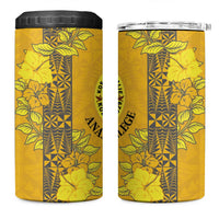 Tonga Anastasis College 4 in 1 Can Cooler Tumbler Tongan Ngatu Kupesi Pattern - Polynesian Pride