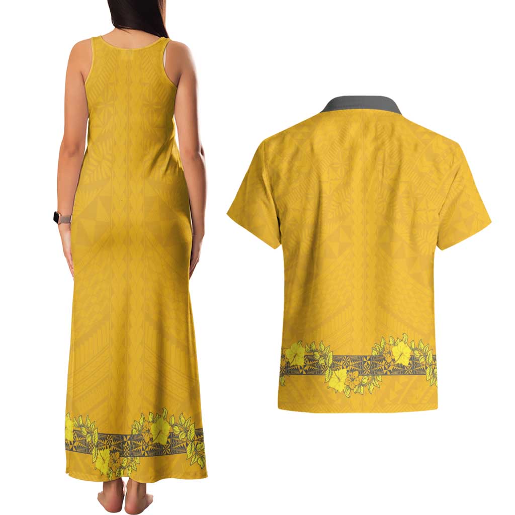Tonga Anastasis College Couples Matching Tank Maxi Dress and Hawaiian Shirt Tongan Ngatu Kupesi Pattern - Polynesian Pride