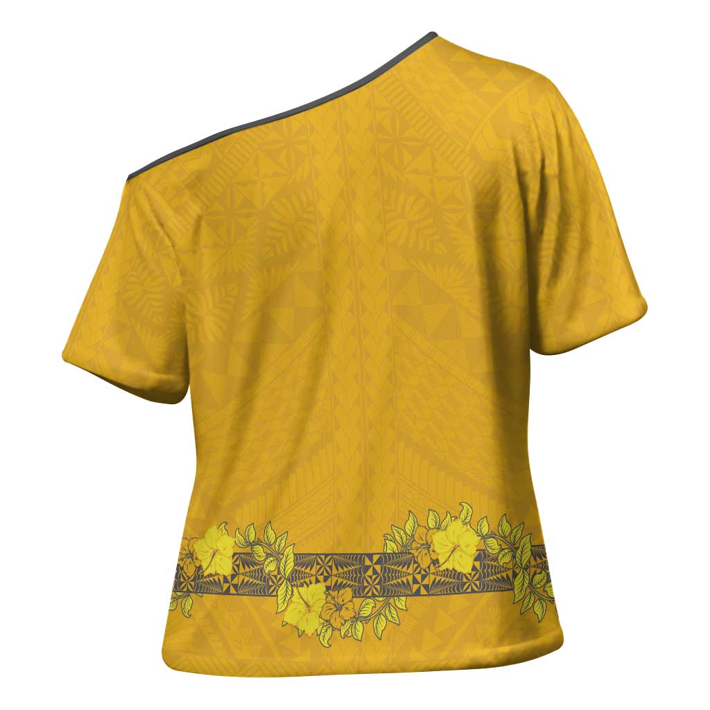 Tonga Anastasis College Cross Shoulder Shirt Tongan Ngatu Kupesi Pattern - Polynesian Pride