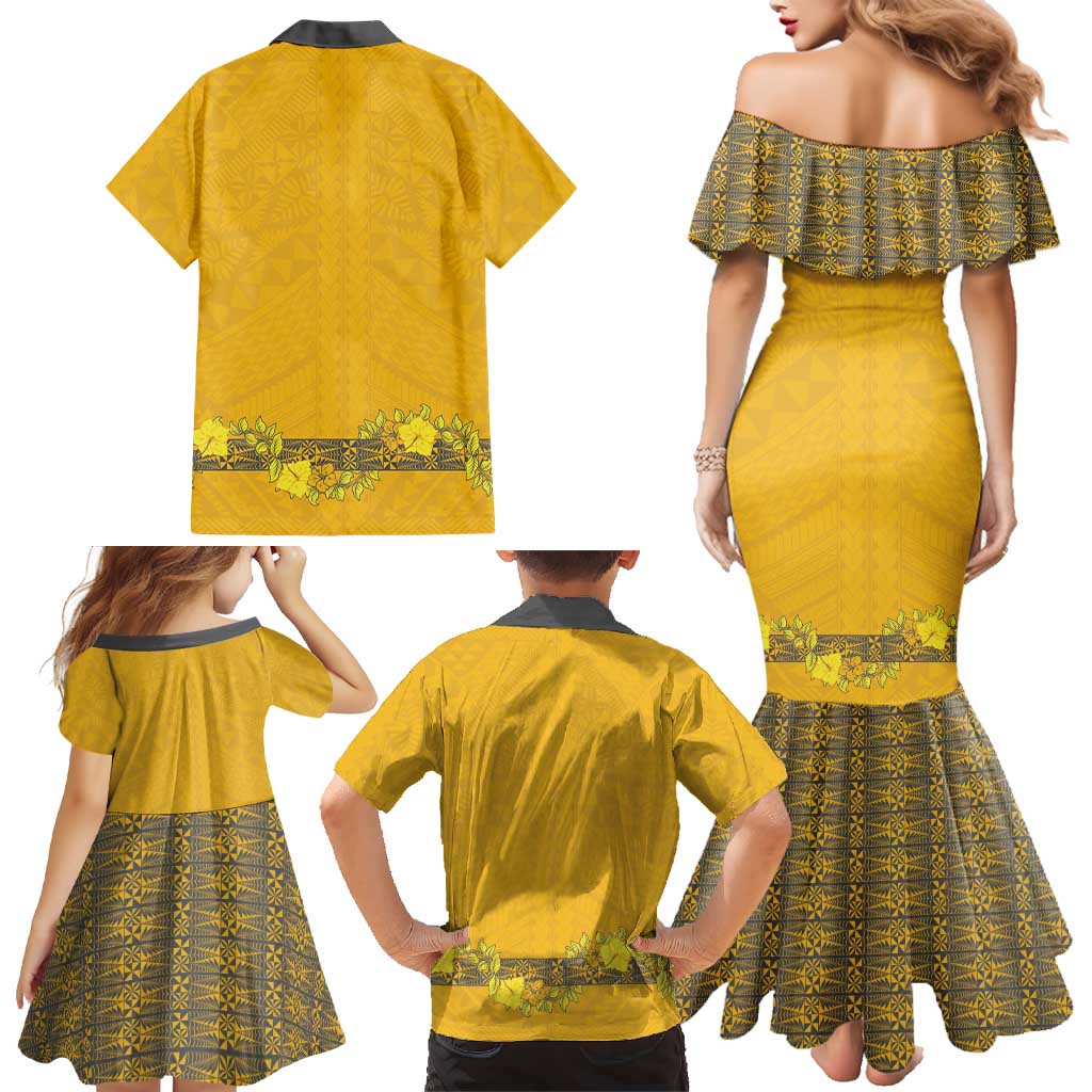Tonga Anastasis College Family Matching Mermaid Dress and Hawaiian Shirt Tongan Ngatu Kupesi Pattern - Polynesian Pride