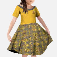 Tonga Anastasis College Family Matching Off Shoulder Short Dress and Hawaiian Shirt Tongan Ngatu Kupesi Pattern - Polynesian Pride
