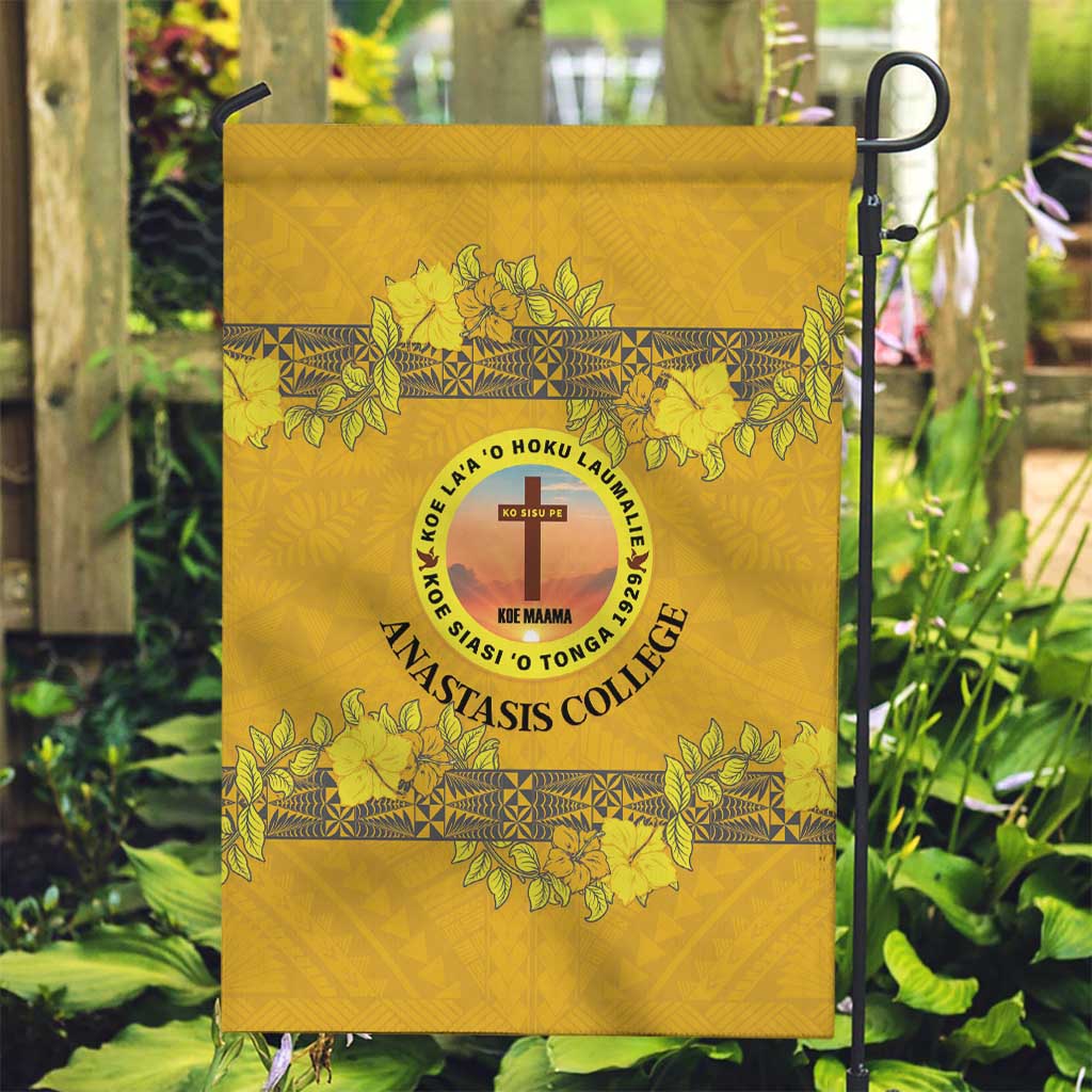 Tonga Anastasis College Garden Flag Tongan Ngatu Kupesi Pattern LT05 Garden Flag Yellow - Polynesian Pride