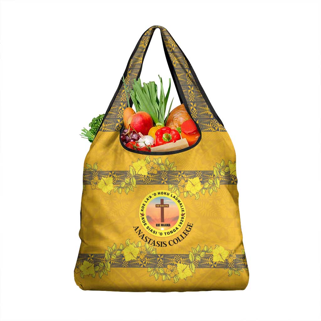 Tonga Anastasis College Grocery Bag Tongan Ngatu Kupesi Pattern LT05 1-pack One Size Yellow - Polynesian Pride