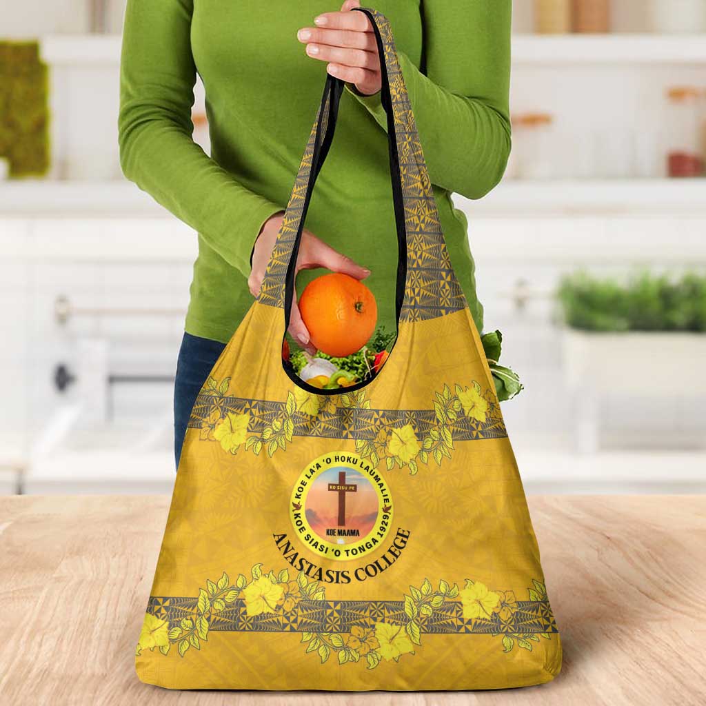 Tonga Anastasis College Grocery Bag Tongan Ngatu Kupesi Pattern LT05 - Polynesian Pride