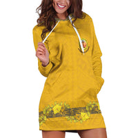 Tonga Anastasis College Hoodie Dress Tongan Ngatu Kupesi Pattern LT05 Yellow - Polynesian Pride