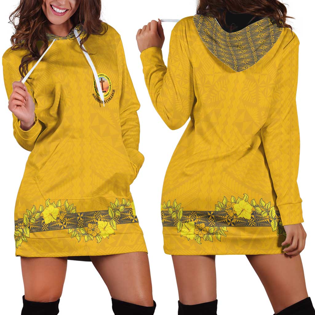 Tonga Anastasis College Hoodie Dress Tongan Ngatu Kupesi Pattern LT05 - Polynesian Pride