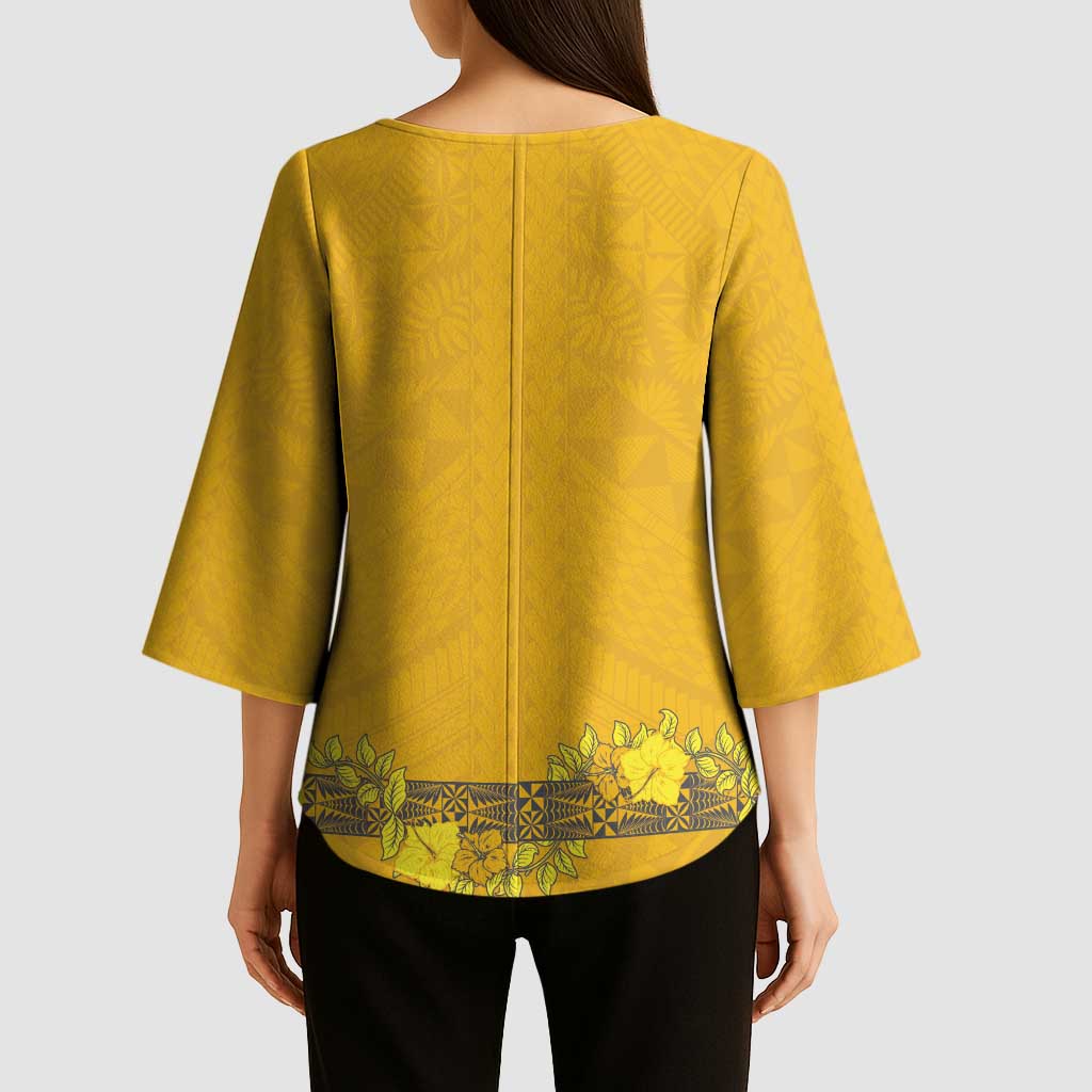 Tonga Anastasis College Kimono Sleeve Blouse Tongan Ngatu Kupesi Pattern LT05 - Polynesian Pride