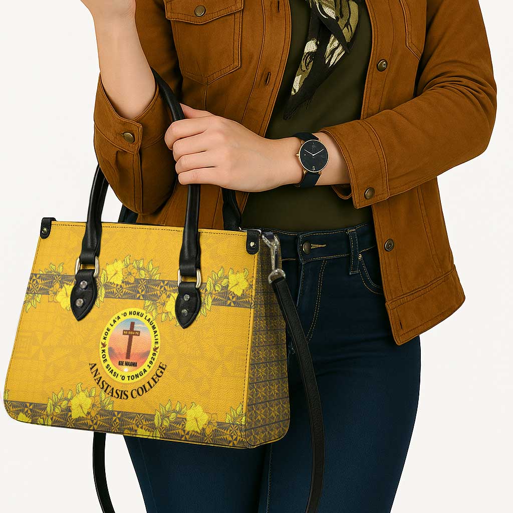 Tonga Anastasis College Leather Bag Tongan Ngatu Kupesi Pattern LT05 - Polynesian Pride