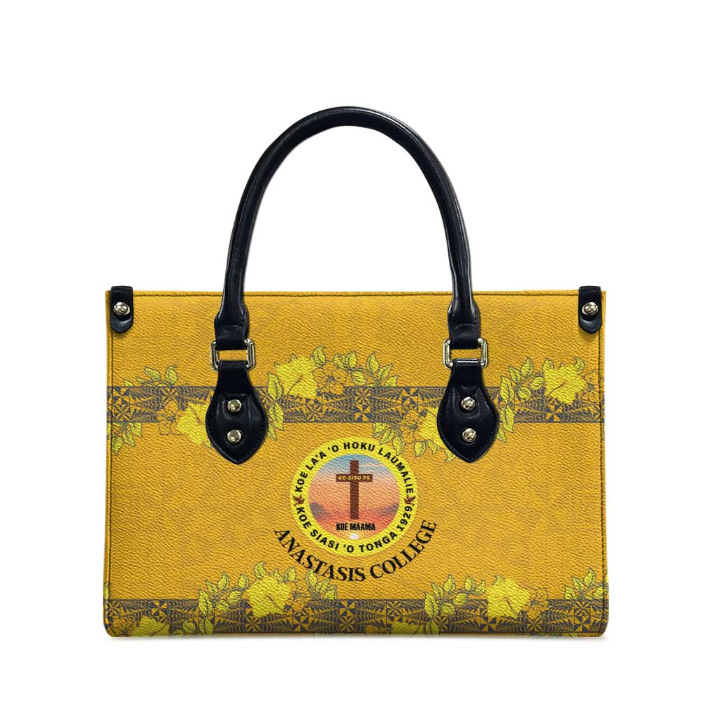 Tonga Anastasis College Leather Bag Tongan Ngatu Kupesi Pattern LT05 - Polynesian Pride