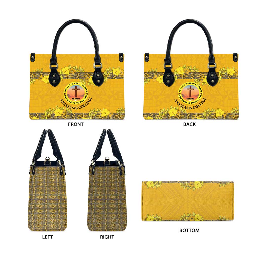 Tonga Anastasis College Leather Bag Tongan Ngatu Kupesi Pattern LT05 - Polynesian Pride
