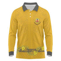 Tonga Anastasis College Long Sleeve Polo Shirt Tongan Ngatu Kupesi Pattern - Polynesian Pride