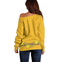 Tonga Anastasis College Off Shoulder Sweater Tongan Ngatu Kupesi Pattern LT05 - Polynesian Pride