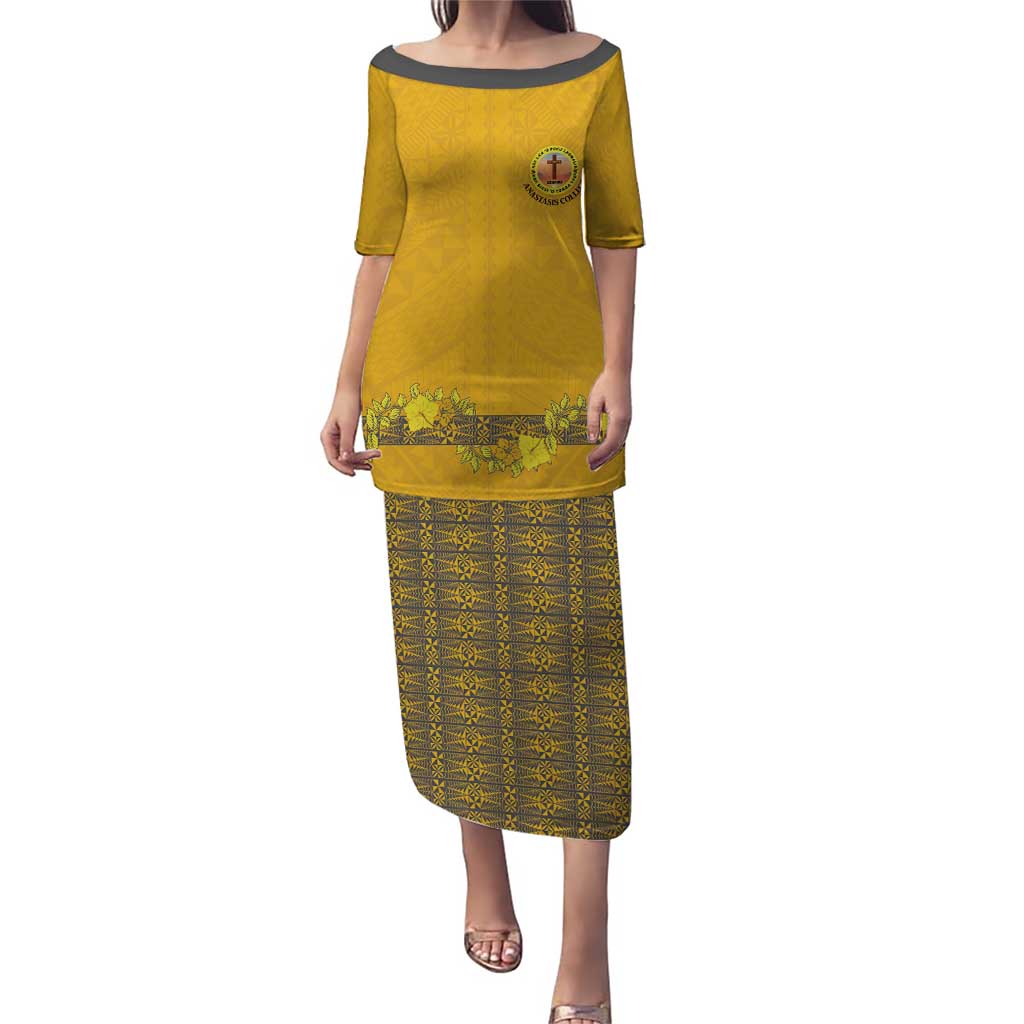Tonga Anastasis College Puletasi Tongan Ngatu Kupesi Pattern - Polynesian Pride