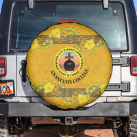 Tonga Anastasis College Spare Tire Cover Tongan Ngatu Kupesi Pattern LT05 Yellow - Polynesian Pride