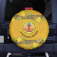 Tonga Anastasis College Spare Tire Cover Tongan Ngatu Kupesi Pattern LT05 No hole Yellow - Polynesian Pride