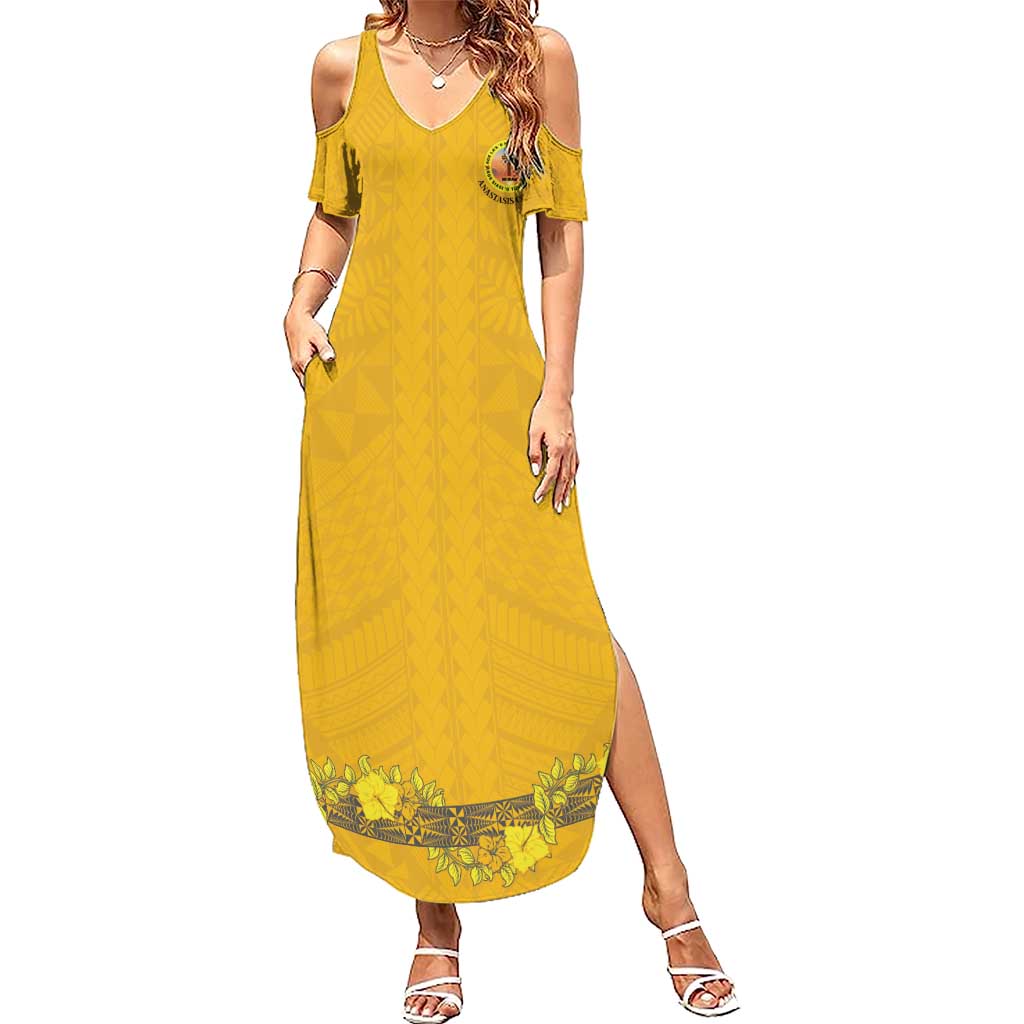 Tonga Anastasis College Summer Maxi Dress Tongan Ngatu Kupesi Pattern - Polynesian Pride
