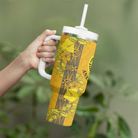 Tonga Anastasis College Tumbler With Handle Tongan Ngatu Kupesi Pattern - Polynesian Pride