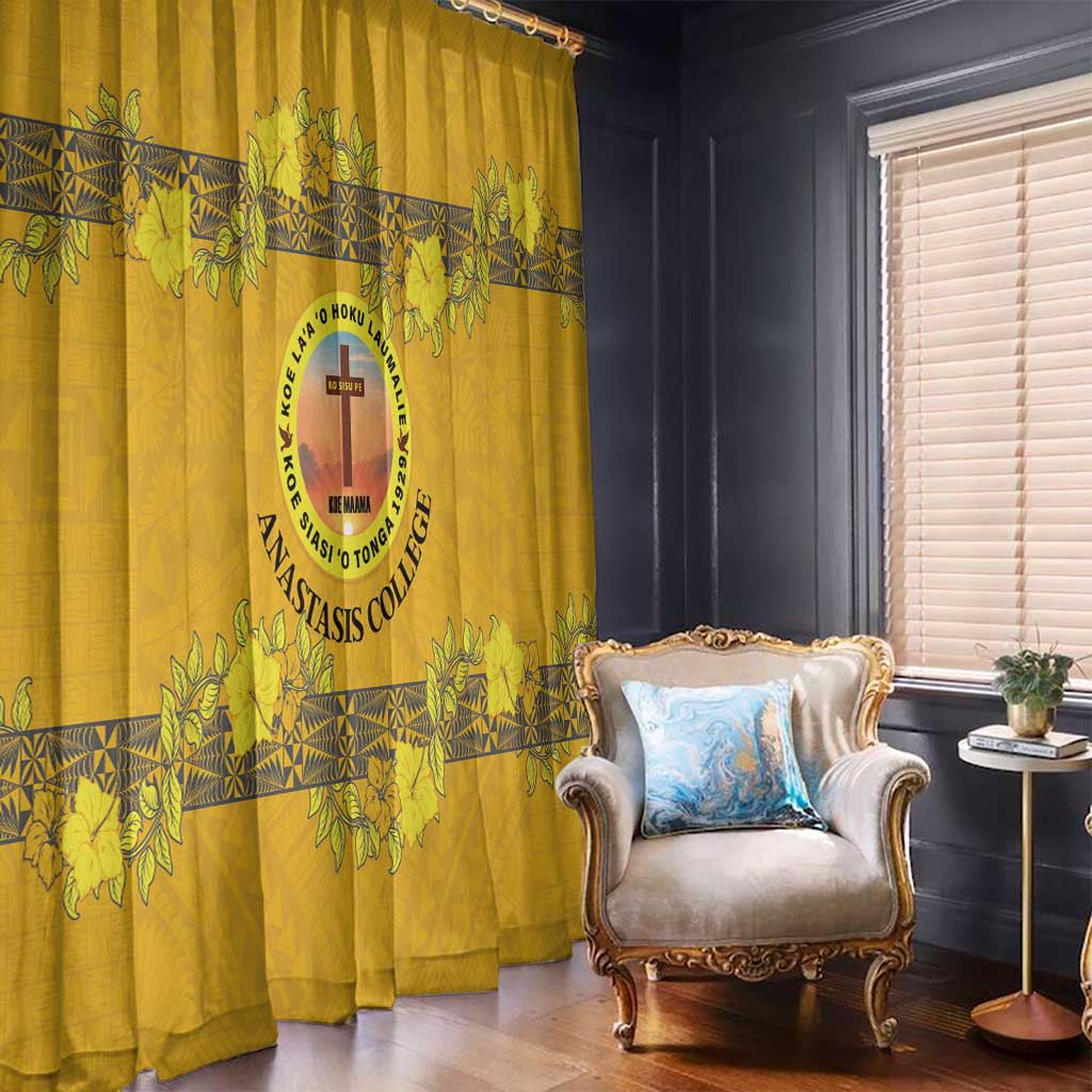 Tonga Anastasis College Window Curtain Tongan Ngatu Kupesi Pattern - Polynesian Pride