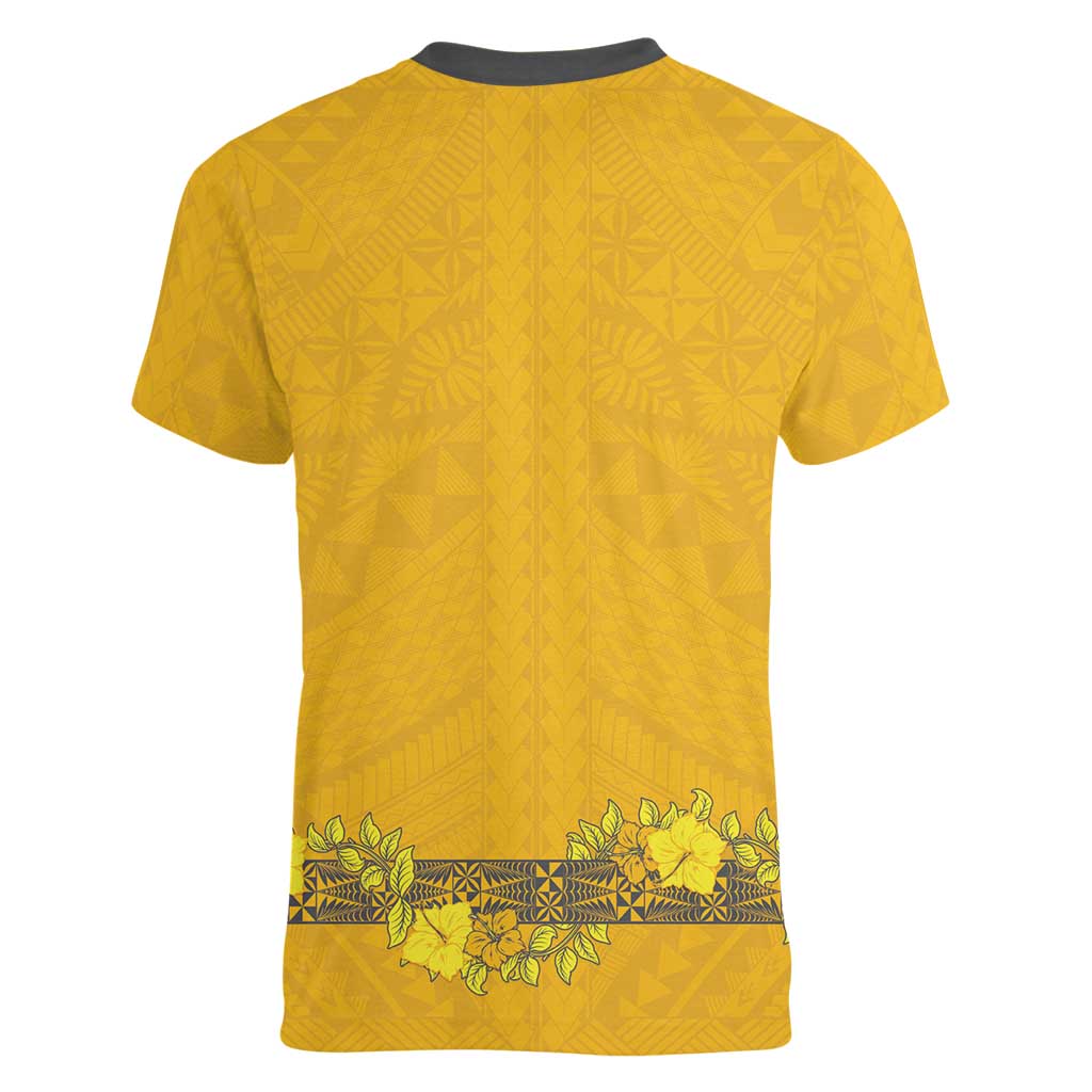 Tonga Anastasis College Women V-Neck T-Shirt Tongan Ngatu Kupesi Pattern - Polynesian Pride