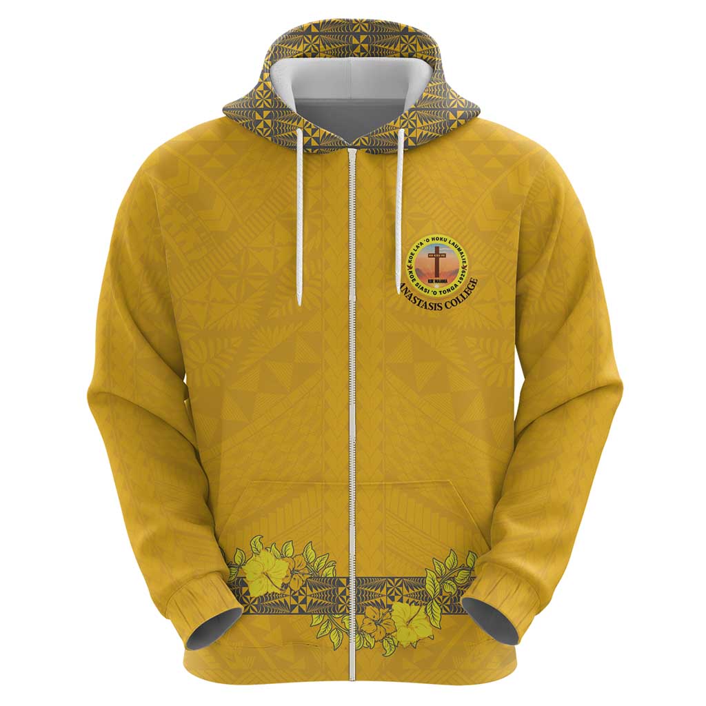 Tonga Anastasis College Zip Hoodie Tongan Ngatu Kupesi Pattern - Polynesian Pride