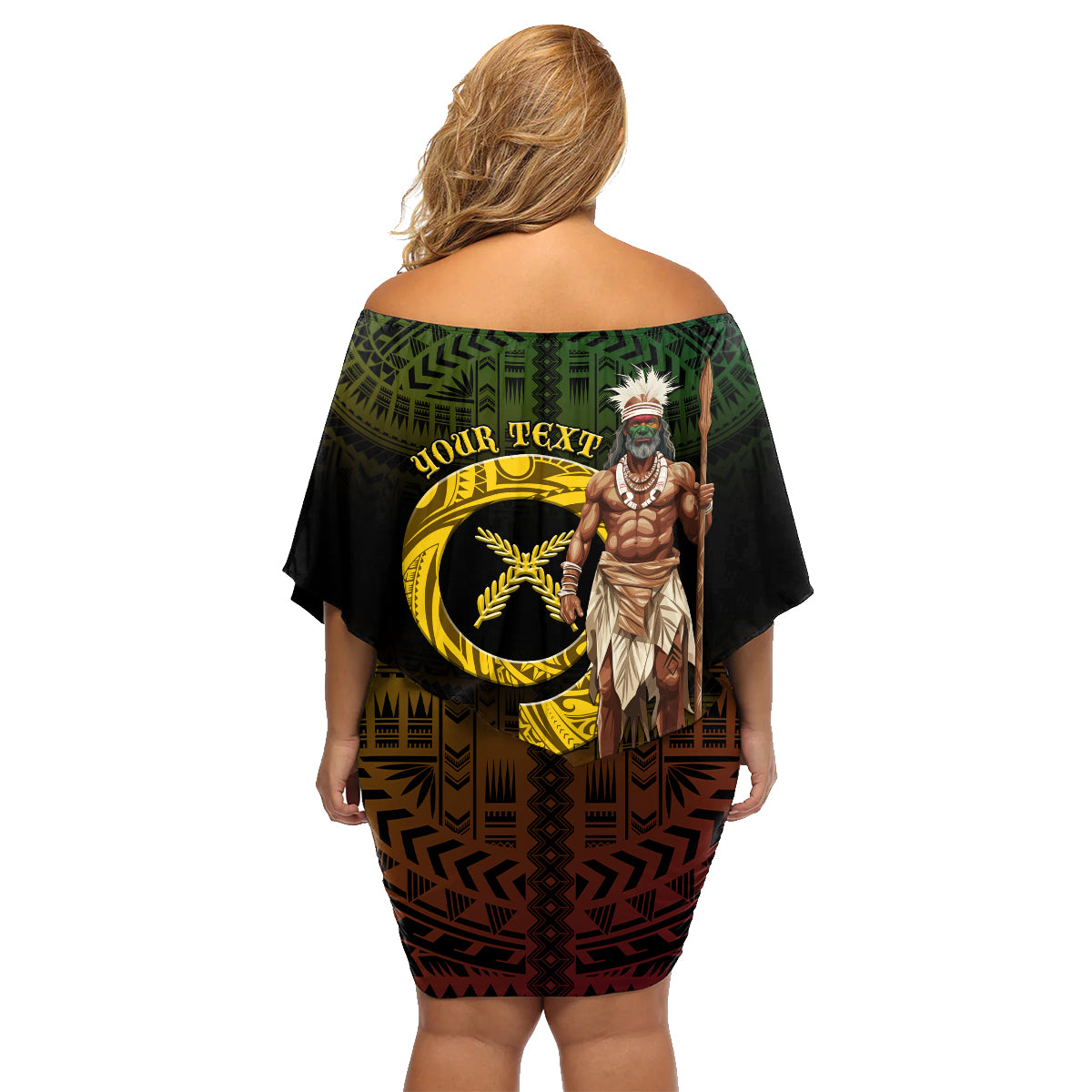Personalised Vanuatu Custom Chiefs Day Family Matching Off Shoulder Short Dress and Hawaiian Shirt Pig Tusk Simple Style LT05 - Polynesian Pride