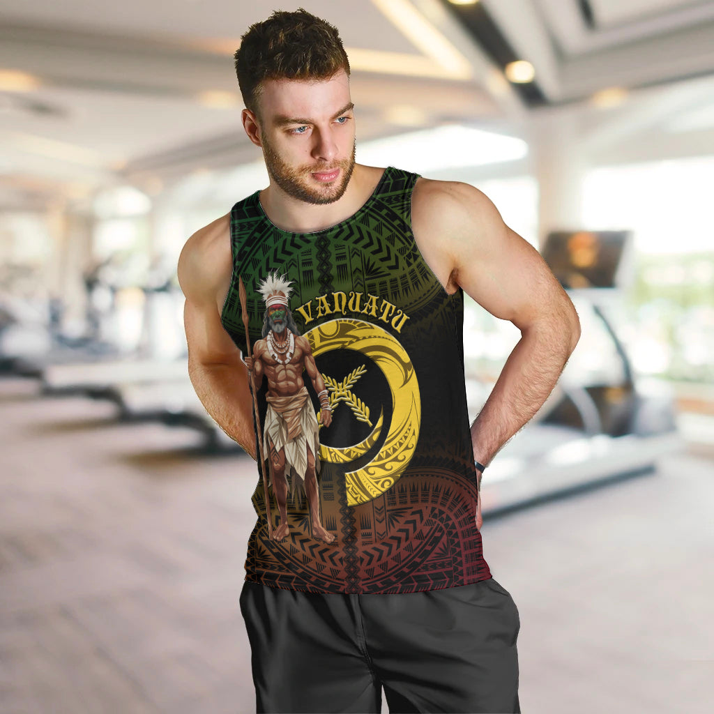 Personalised Vanuatu Custom Chiefs Day Men Tank Top Pig Tusk Simple Style LT05 Black - Polynesian Pride