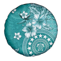 Cook Islands Spare Tire Cover Teal Hibiscus And Stars