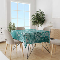 Cook Islands Tablecloth Teal Hibiscus And Stars