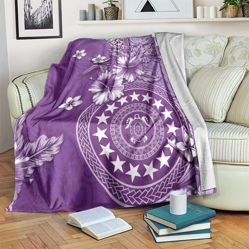 Cook Islands Blanket Purple Hibiscus And Stars