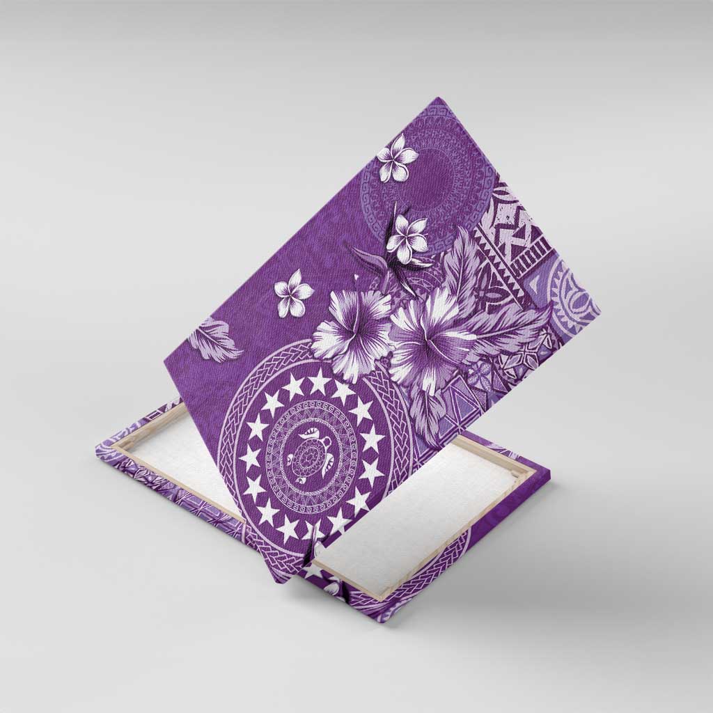 Cook Islands Canvas Wall Art Purple Hibiscus And Stars