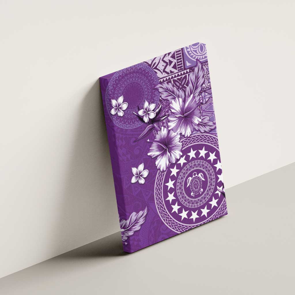Cook Islands Canvas Wall Art Purple Hibiscus And Stars