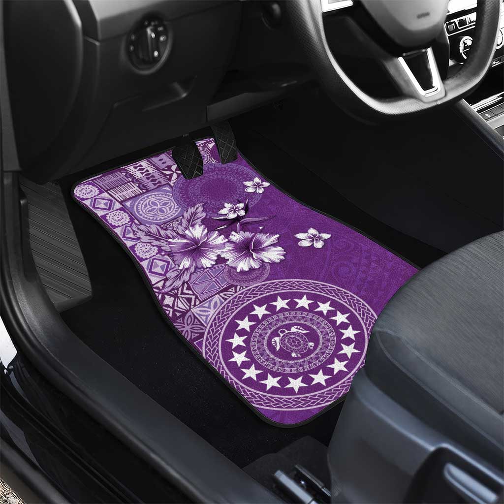 Cook Islands Car Mats Purple Hibiscus And Stars