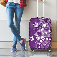 Cook Islands Luggage Cover Purple Hibiscus And Stars