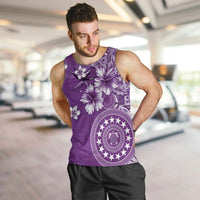 Cook Islands Men Tank Top Purple Hibiscus And Stars